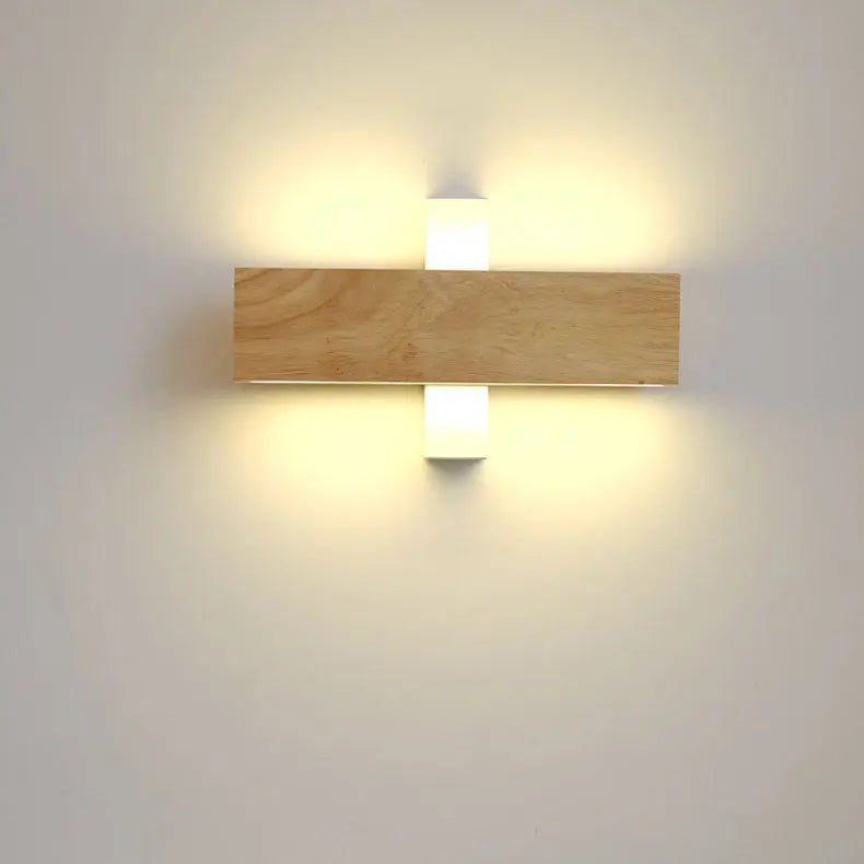 Japanese Minimalist Log Rectangular Flat Rotatable LED Wall Sconce Lamp Cuvalon