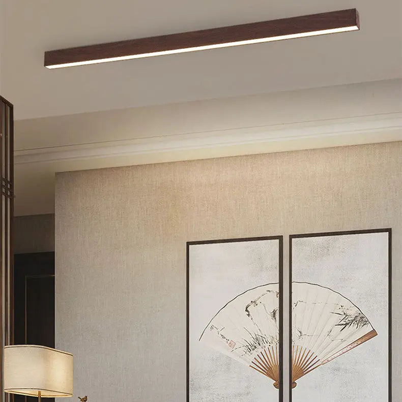 Modern Minimalist Wood Grain Aluminum Strips LED Flush Mount Ceiling Light Cuvalon