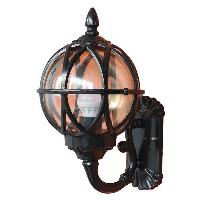 Traditional European Waterproof Ball Aluminium Glass 1-Light Wall Sconce Lamp For Outdoor Patio Cuvalon