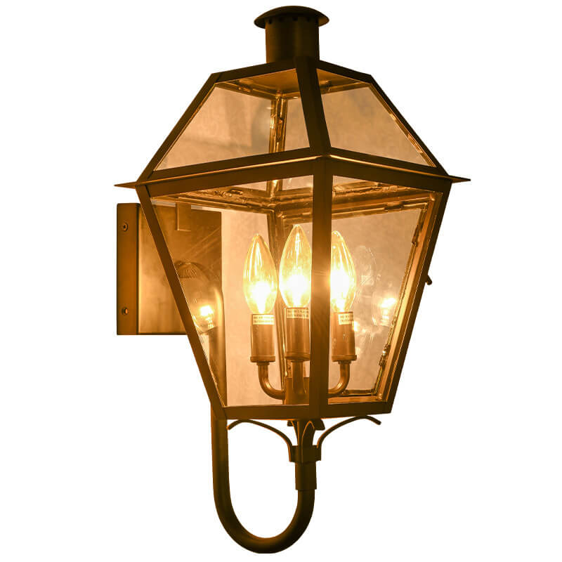 Industrial Waterproof Glass Lantern Iron 3-Light Outdoor Wall Sconce Lamp Cuvalon