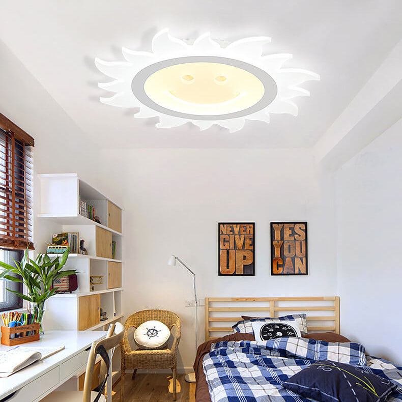 Creative Cartoon Smiley Sun LED Flush Mount Ceiling Light Cuvalon