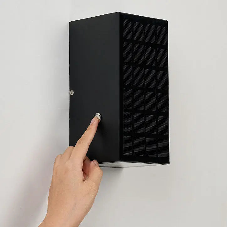 Modern Solar Black Rectangular Die-Cast Aluminum Solar LED Outdoor Wall Light Cuvalon