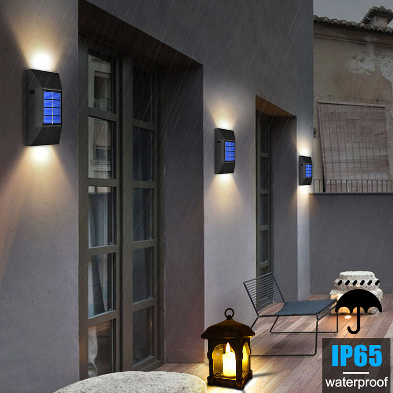Simple Solar Waterproof Up and Down Lighted LED Wall Sconce Lamp Cuvalon