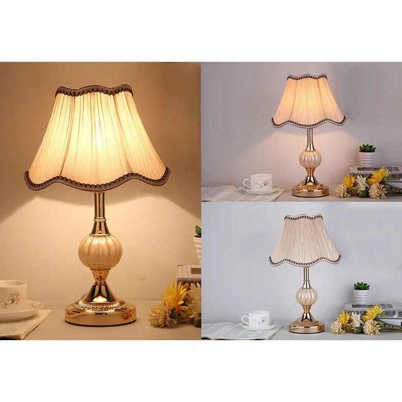 Nordic Vintage Floral Glass Fabric 1-Light Table Lamp Cuvalon