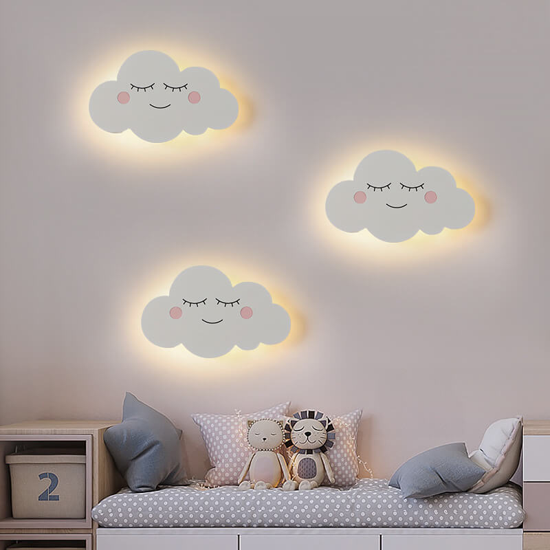 Nordic Creative Clouds Iron Emoji LED Kids Wall Sconce Lamp Cuvalon
