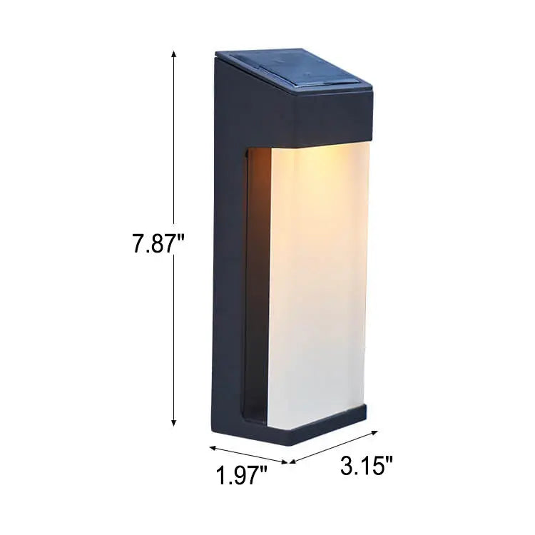 Solar Square Frosted Glass Waterproof Outdoor LED Wall Sconce Lamp Cuvalon