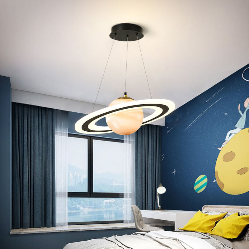 Modern Creative Space Planet Circle Kids LED Chandelier Cuvalon