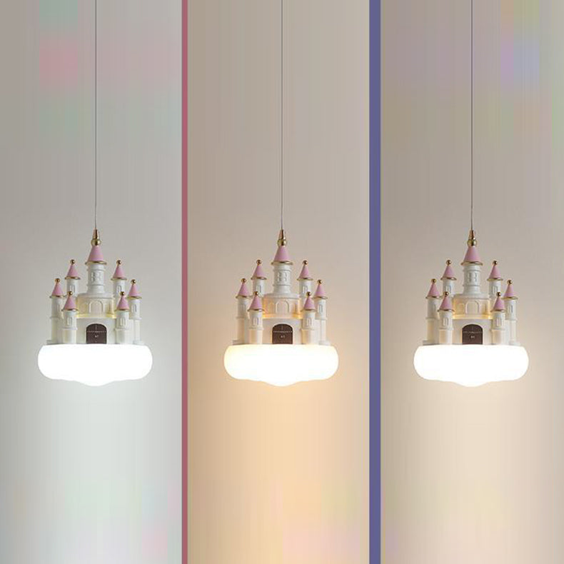 Contemporary Nordic Kids Resin PVC PE Castle 1-Light Pendant Light For Bedroom Cuvalon