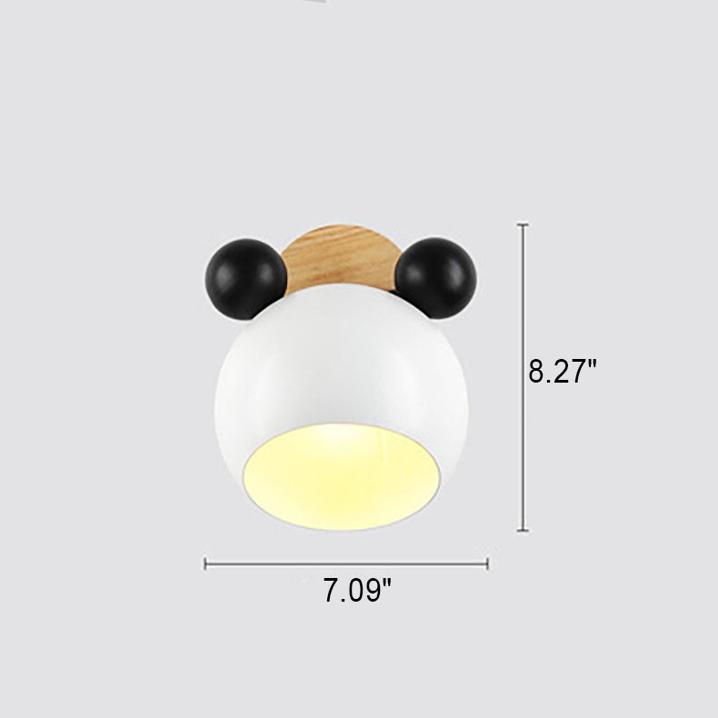 Nordic Cartoon Bear Dome 1-Light Kids Wall Sconce Lamp Cuvalon