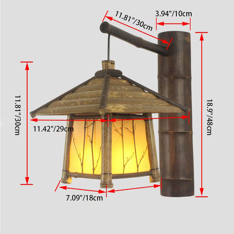 Traditional Rustic Cottage Bamboo 1-Light Wall Sconce Lamp For Outdoor Patio Cuvalon