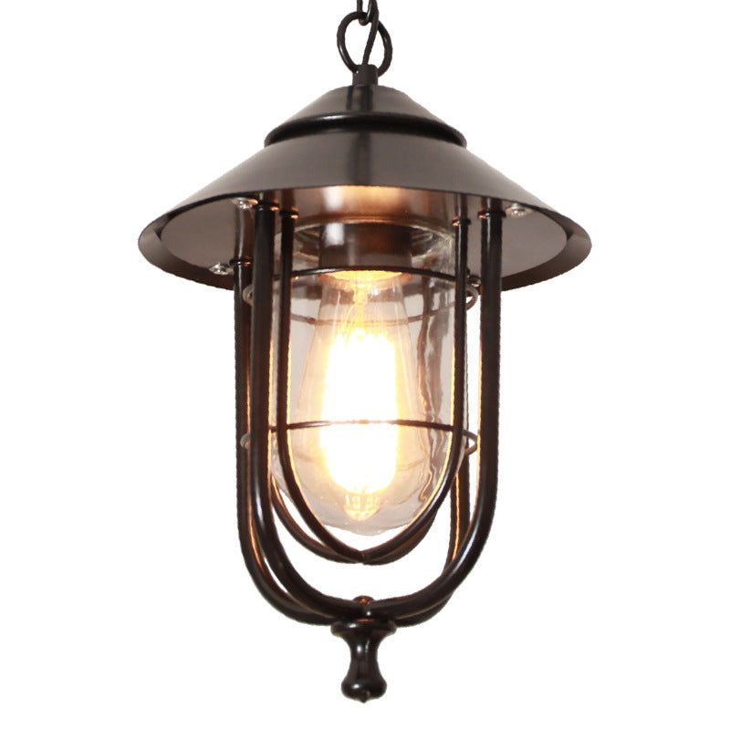 Industrial Vintage Aluminum Cage Glass 1-Light Outdoor Waterproof Pendant Light Cuvalon