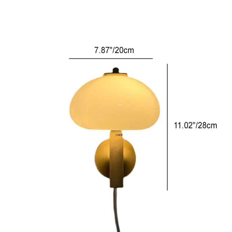Nordic Vintage Milk White Glass Dome Mushroom 1-Light Wall Sconce Lamp Cuvalon