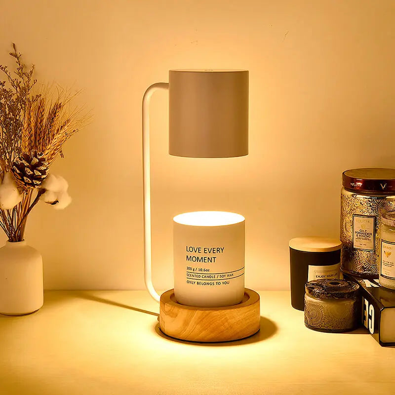 Japanese Minimalist Wood Timing Dimming 1-Light Melting Wax Table Lamp Cuvalon