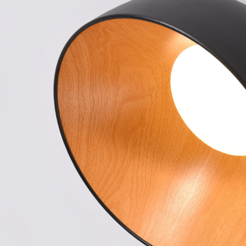 Minimalist Wooden Bowl Iron LED Flush Mount Ceiling Light Cuvalon