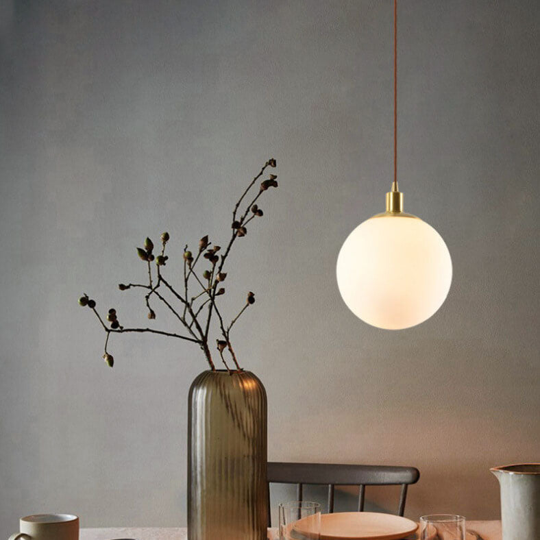 Nordic Minimalist White Orb 1-Light Pendant Light Cuvalon