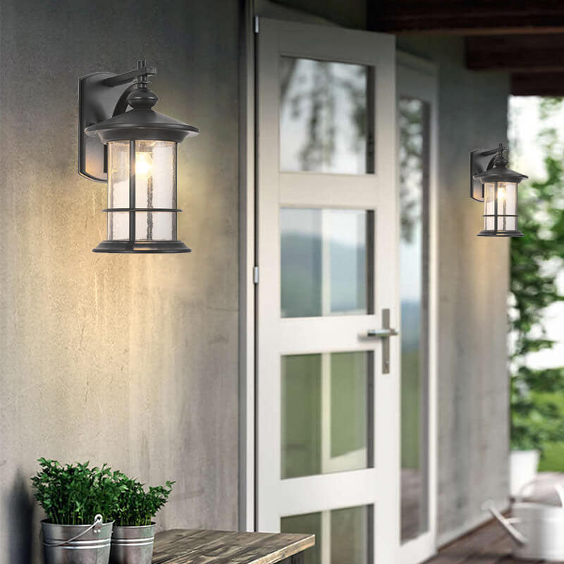 Industrial Vintage Bubble Glass Column 1-Light Outdoor Waterproof Wall Sconce Lamp Cuvalon