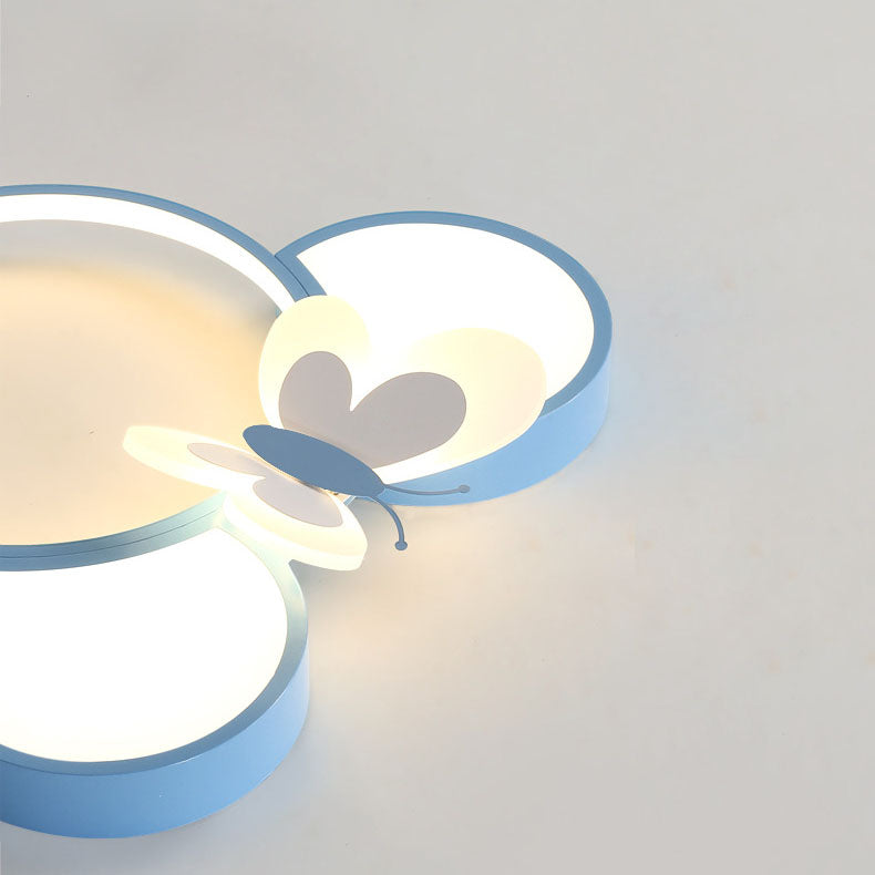 Modern Creative Minimalist Wrought Iron Cartoon Mouse LED Flush Mount Ceiling Light Cuvalon