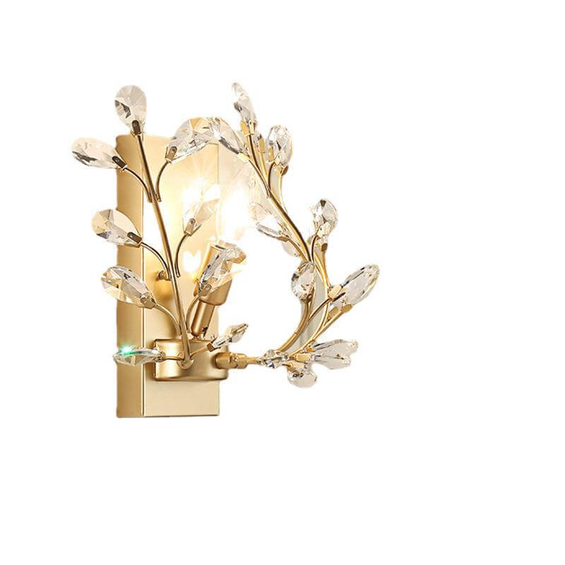 Modern Creative Light Luxury Crystal Leaf 1-Light Wall Sconce Lamp Cuvalon