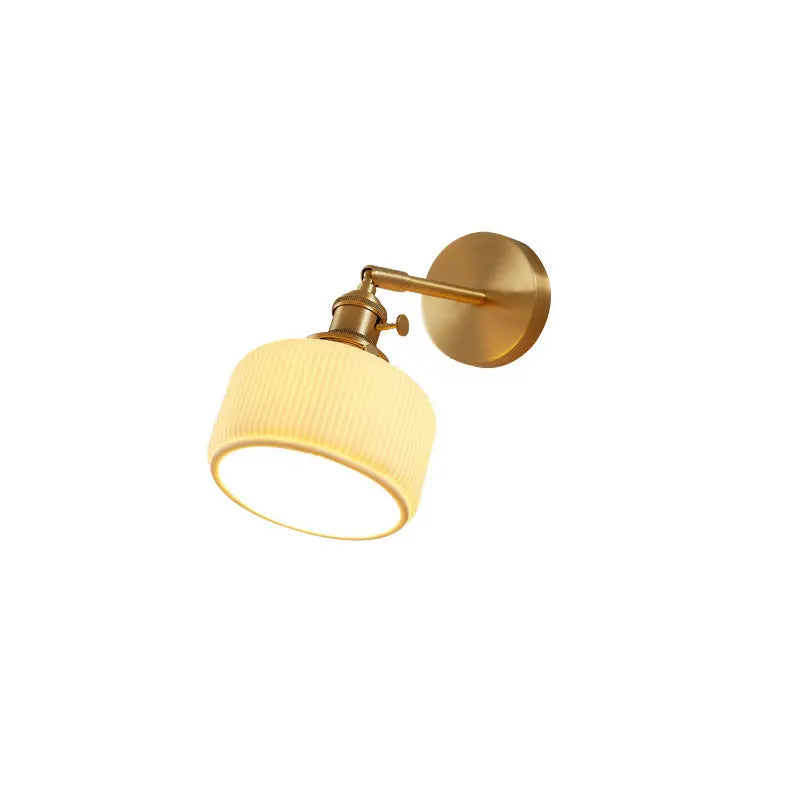 Modern Minimalist Striped Ceramic Jar 1-Light Wall Sconce Lamp Cuvalon