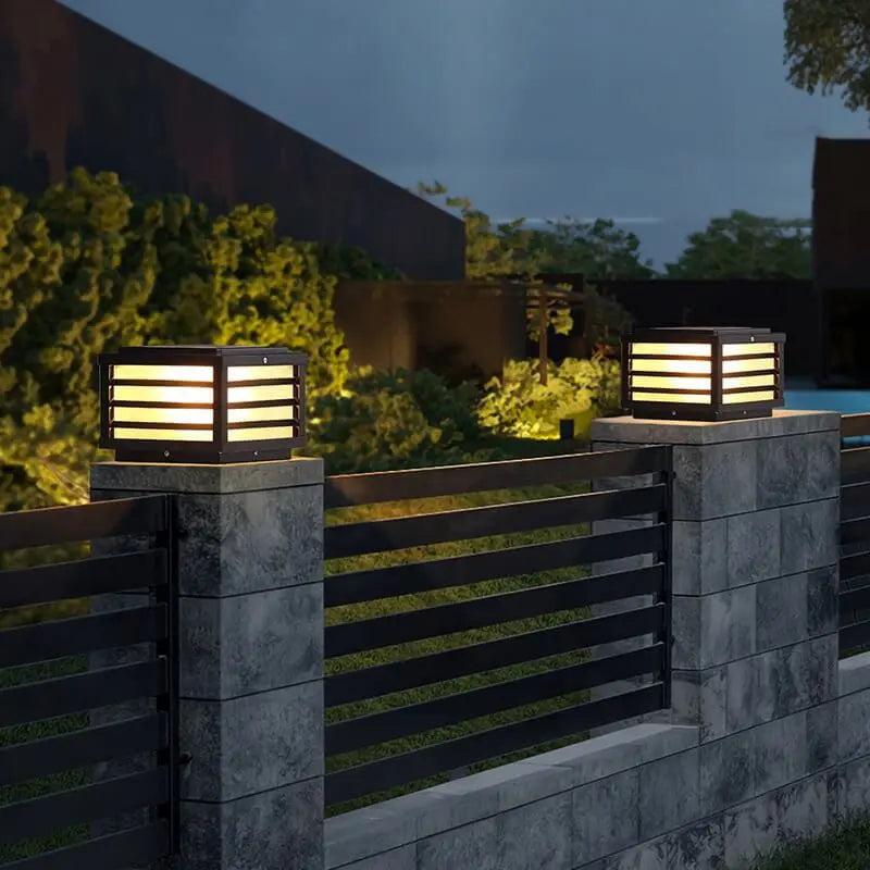 Modern Minimalist Waterproof Solar Square Aluminum PC LED Post Landscape Lighting for Garden Cuvalon