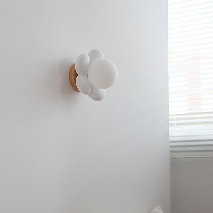 Modern Creative Flowers Shape Glass Ceramic 1-Light Kids Wall Sconce Lamp Cuvalon