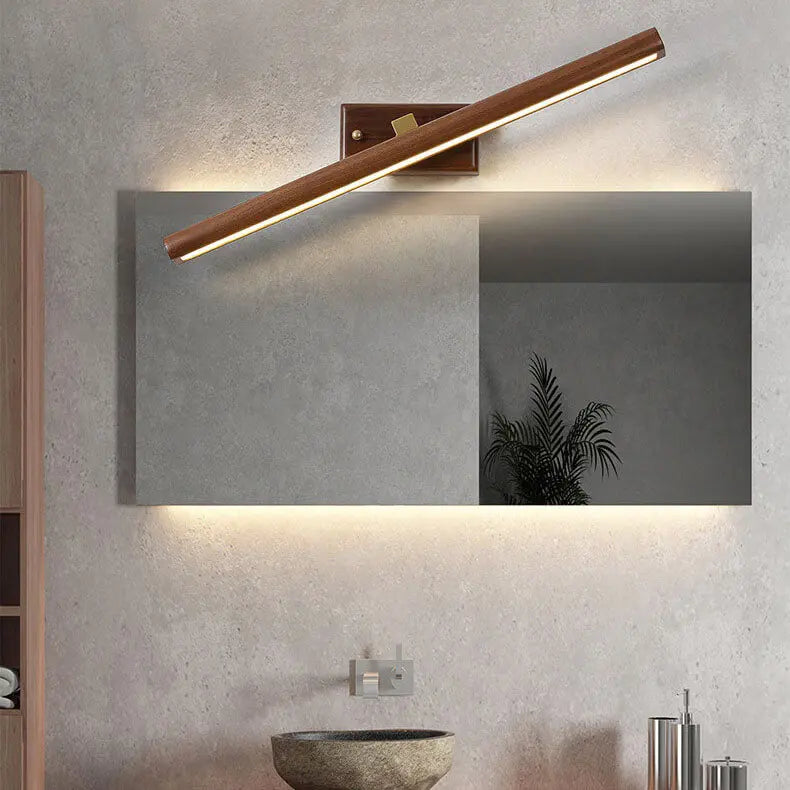 Nordic Minimalist Beechwood Copper Cylinder LED Bathroom Vanity Mirror Front Wall Sconce Lamp For Living Room & Bathroom Cuvalon
