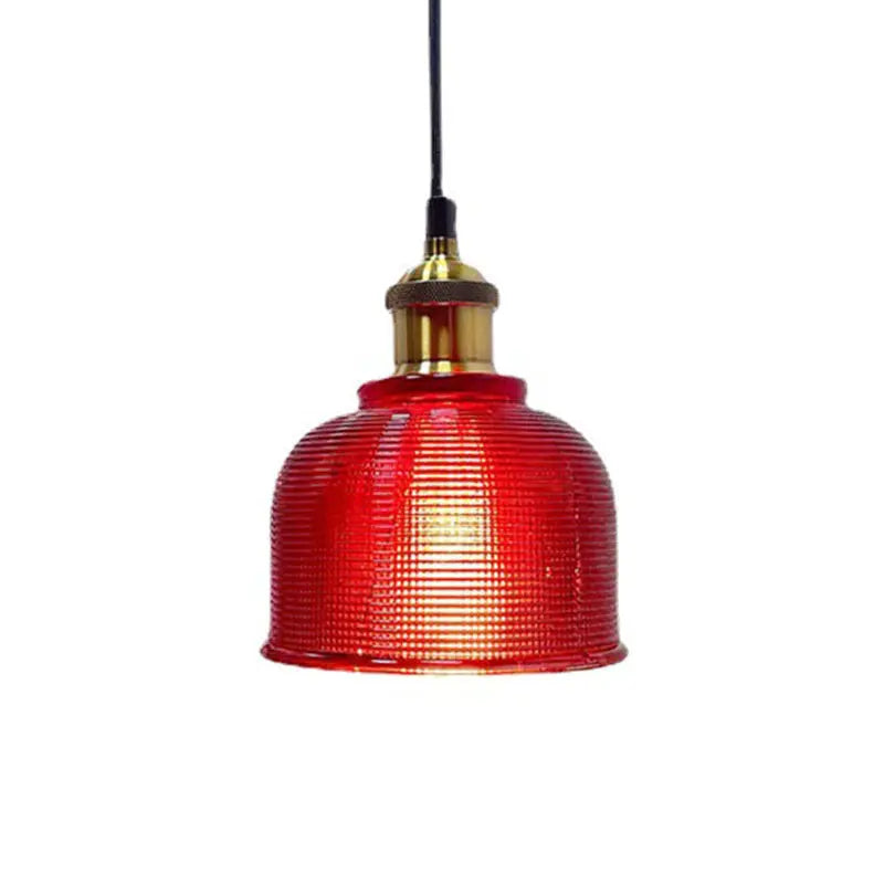 Vintage Textured Lattice Glass 1-Light Pendant Light Cuvalon