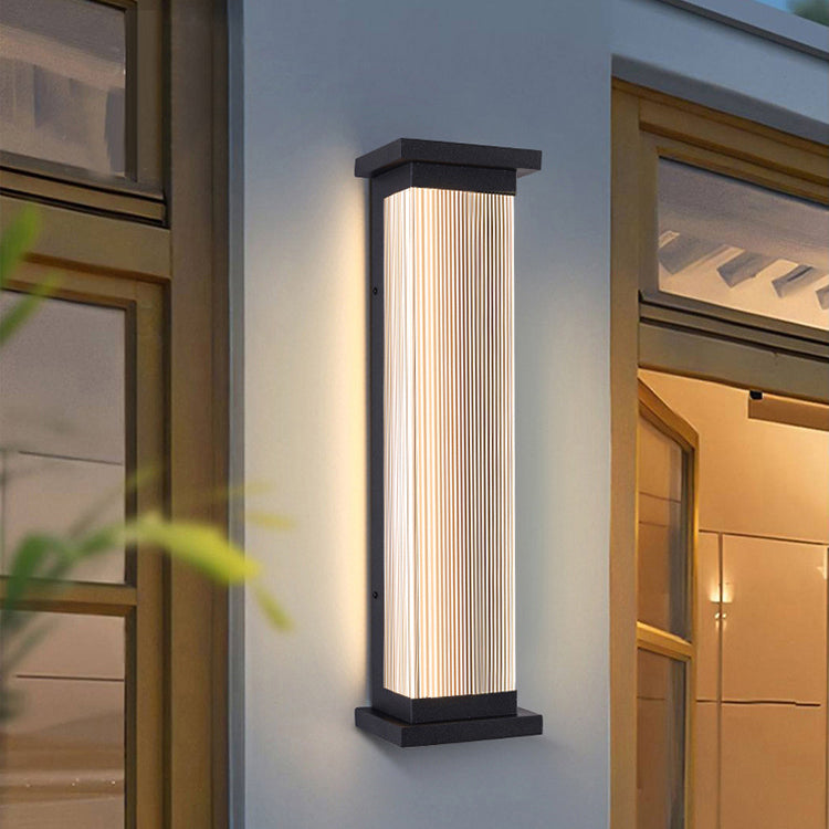 Modern Minimalist Waterproof Striped Rectangle Stainless Steel Acrylic Wall Sconce Lamp For Outdoor Patio Cuvalon
