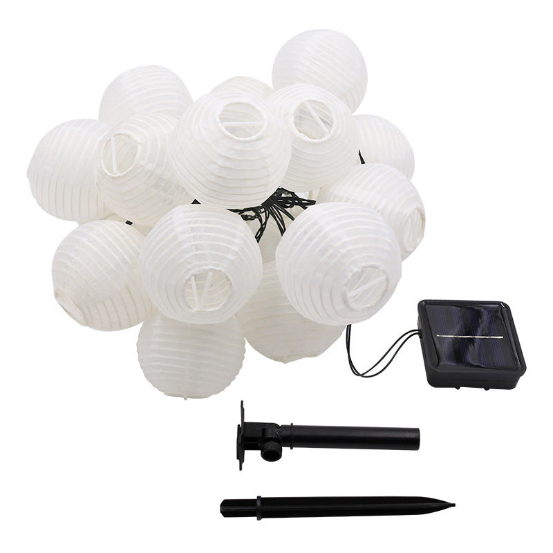 Modern Art Deco Solar Waterproof Fabric Lantern Ball LED String Lights Outdoor Landscape Lights For Outdoor Patio Cuvalon