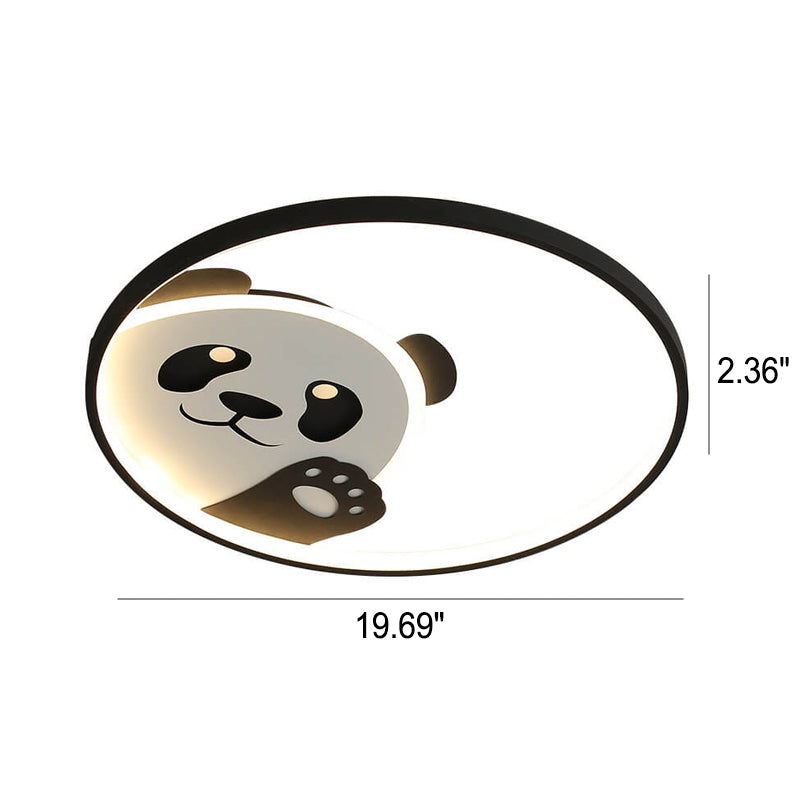 Cartoon Cute Panda Round LED Flush Mount Ceiling Light Cuvalon