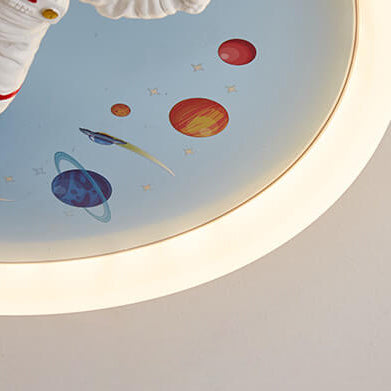 Cartoon Creative Space Astronaut Resin LED Flush Mount Ceiling Light Cuvalon
