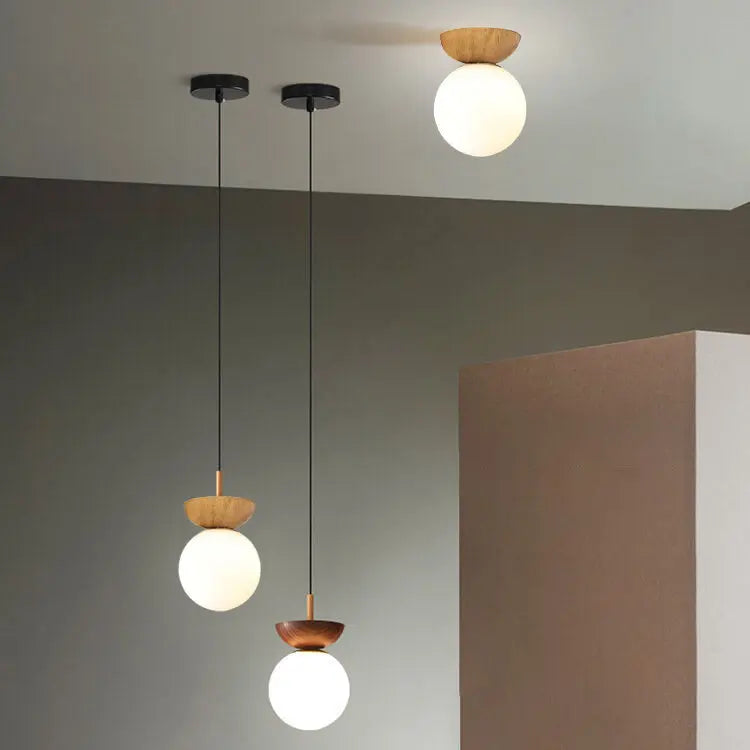 Modern Minimalist Glass Iron Orb 1-Light Semi-Flush Mount Light/Pendant Light for Living Room Cuvalon