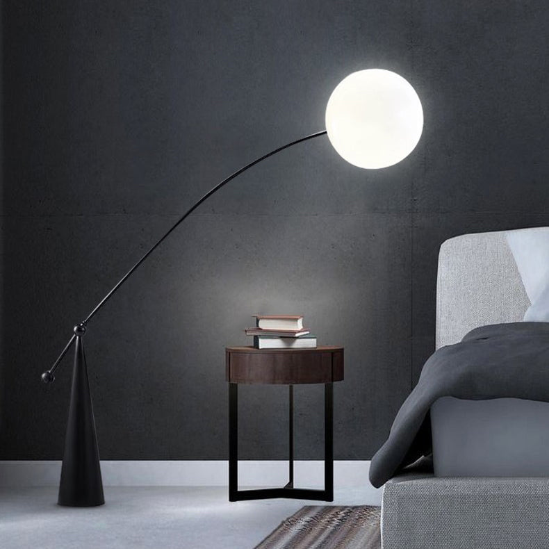 Contemporary Creative Tapered Base Fishing Rod Orb Iron Glass 1-Light Standing Floor Lamp For Living Room Cuvalon