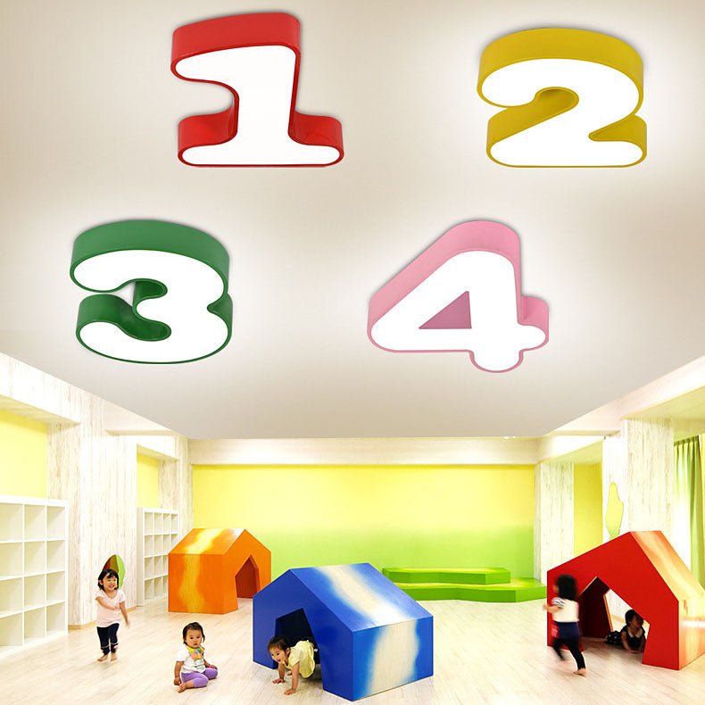 Contemporary Creative Kids Iron Number Design LED Flush Mount Ceiling Light For Bedroom Cuvalon