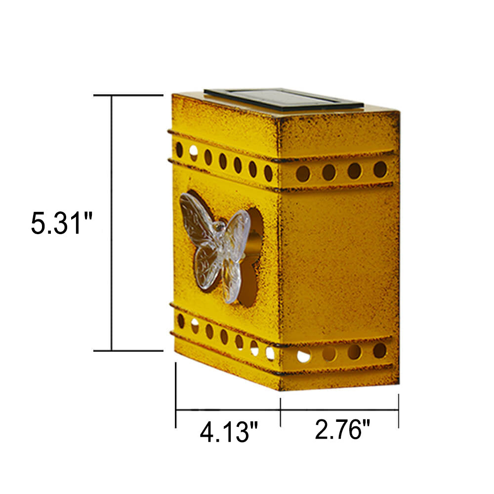 Retro Solar Square Box Aged Iron LED Outdoor Fence Wall Sconce Lamp Cuvalon
