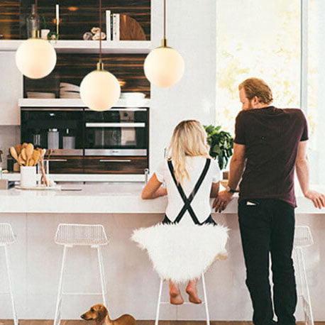 Nordic Minimalist White Orb 1-Light Pendant Light Cuvalon
