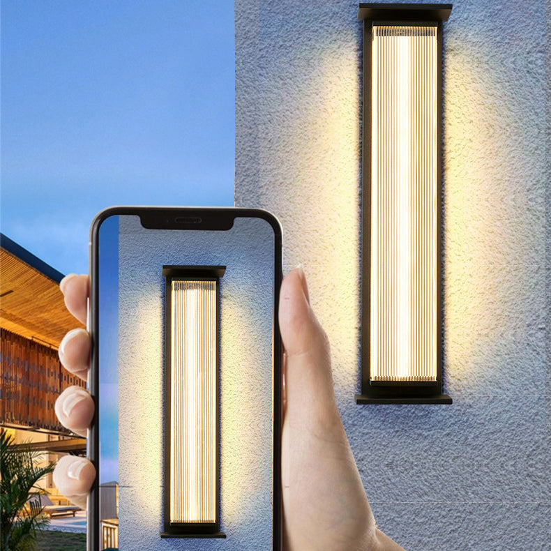 Modern Minimalist Waterproof Rectangular Stainless Steel Acrylic LED Wall Sconce Lamp For Outdoor Patio Cuvalon