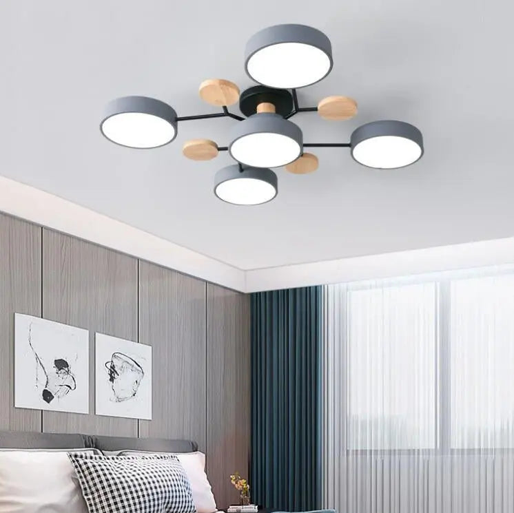Contemporary Scandinavian Round Molecule Branch Design LED Semi-Flush Mount Ceiling Light For Living Room Cuvalon