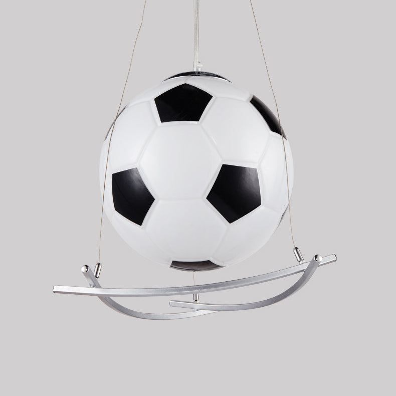 Cartoon Creative Soccer Glass Iron 1-Light Kids Pendant Light Cuvalon