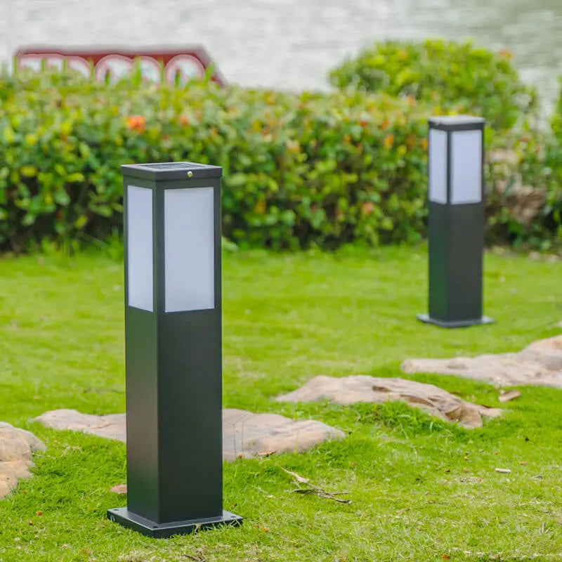 Modern Solar Lawn Square Column Outdoor Waterproof Path Lamp Cuvalon