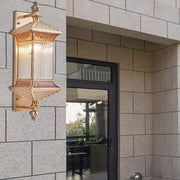 Contemporary Industrial Brass Finish Frame Glass Shade 1/3-Light Wall Sconce Lamp For Outdoor Patio Cuvalon