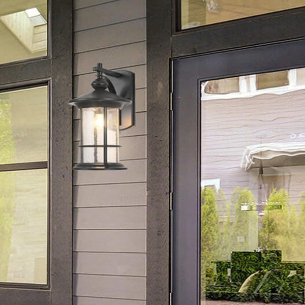 Industrial Vintage Bubble Glass Column 1-Light Outdoor Waterproof Wall Sconce Lamp Cuvalon