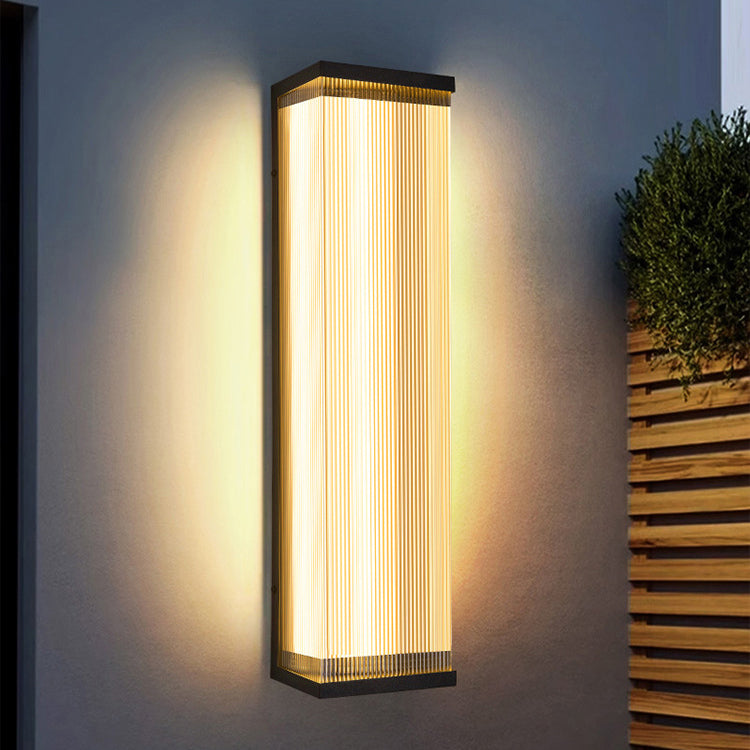 Modern Minimalist Waterproof Rectangular Stainless Steel Acrylic LED Outdoor Wall Sconce Lamp For Outdoor Patio Cuvalon