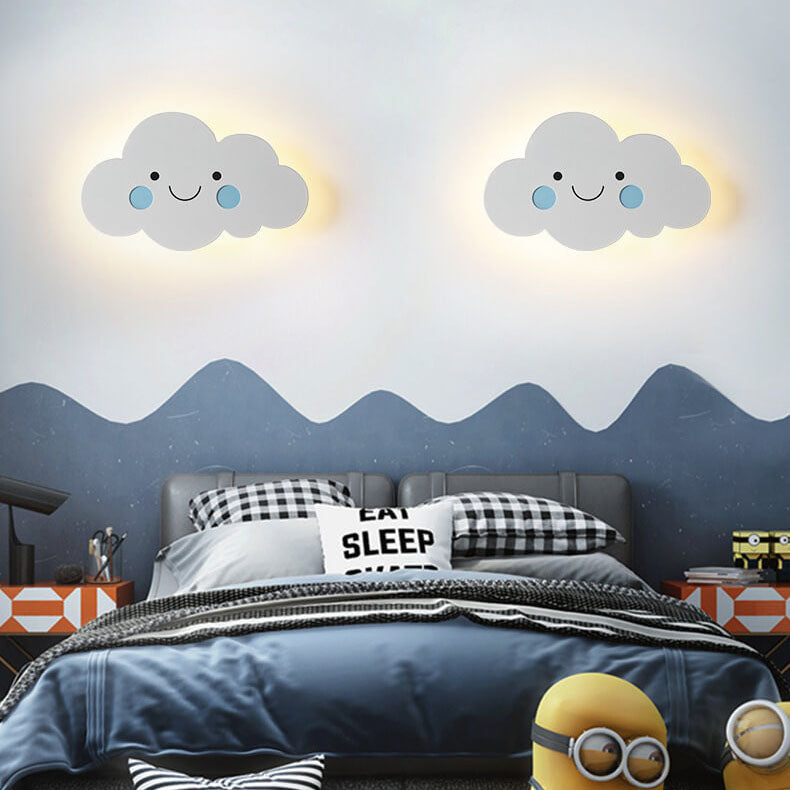 Nordic Creative Clouds Iron Emoji LED Kids Wall Sconce Lamp Cuvalon