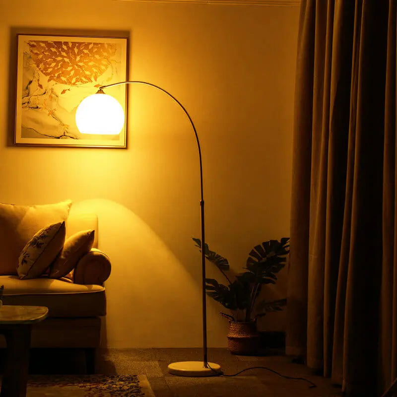Modern Globe Acrylic Shade Fishing Rod 1-Light Standing Floor Lamp Cuvalon