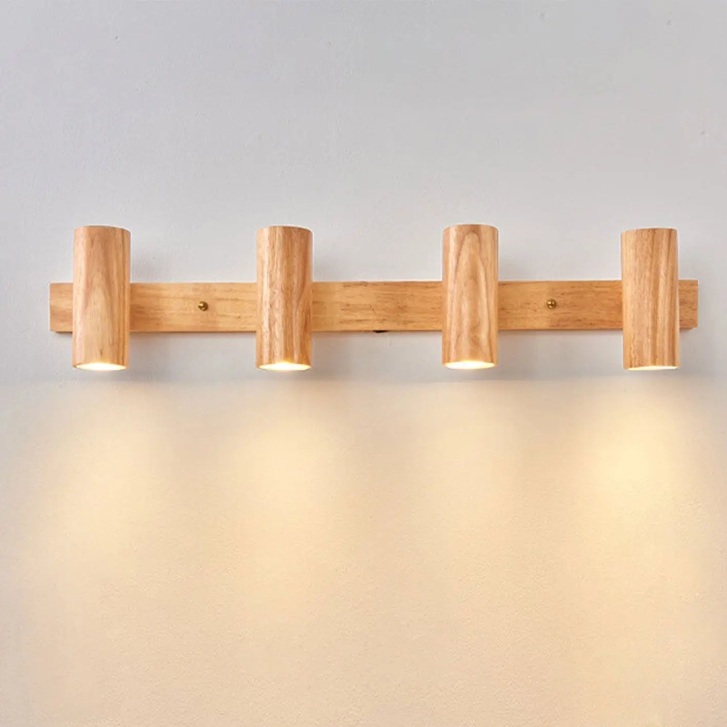 Modern Minimalist Wood Track Spotlight 1/2/3 Light Wall Sconce Lamp Cuvalon