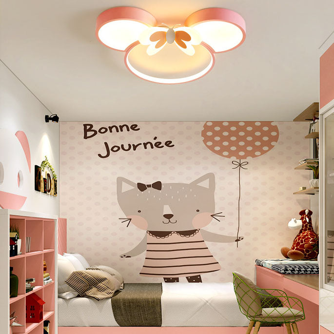 Modern Creative Minimalist Wrought Iron Cartoon Mouse LED Flush Mount Ceiling Light Cuvalon
