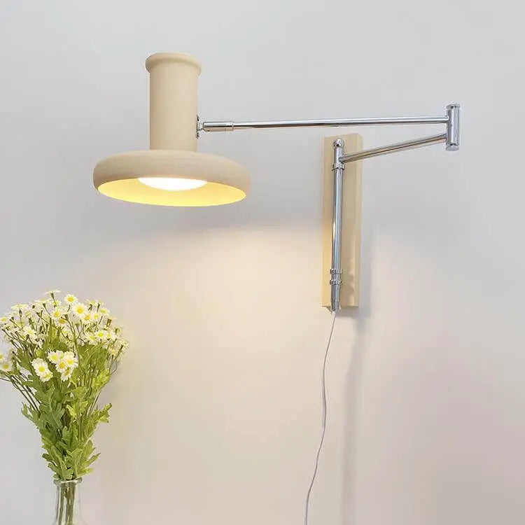 Nordic Minimalist  Beige Swing Arm 1-Light Wall Sconce Lamp Cuvalon