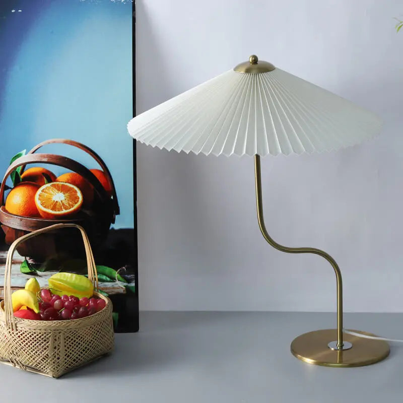 Retro Pleated Umbrella Shaped 1-Light Decorative Table Lamp Cuvalon