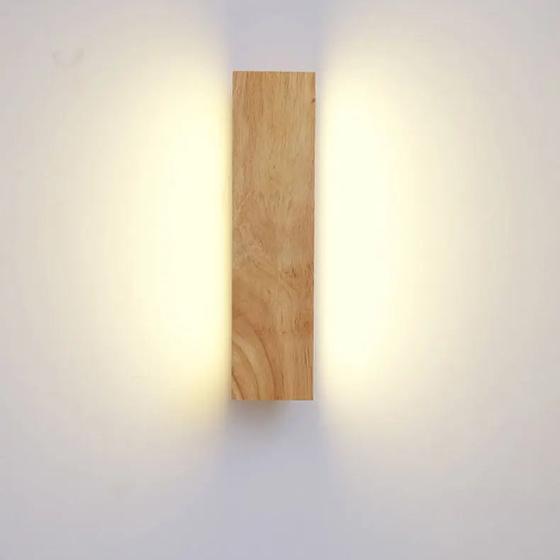 Japanese Minimalist Log Rectangular Flat Rotatable LED Wall Sconce Lamp Cuvalon